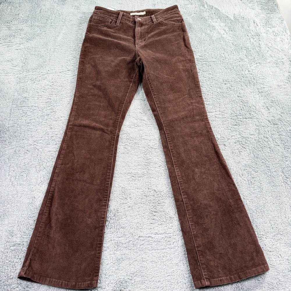 Levis 725 High Rise Bootcut Women 26 Brown Corduroy Pants Stretch 31 Inseam
